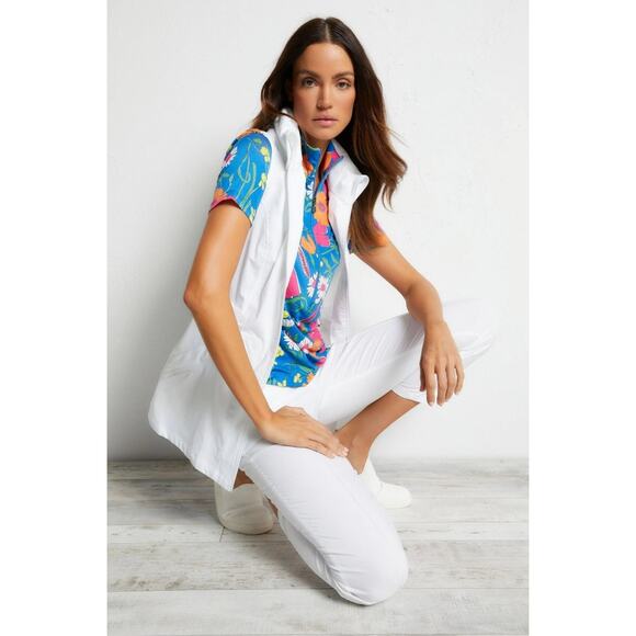 Anatomie Blue Quarter Zip Belle Vizcaya Floral Travel Top Size Medium - Picture 14 of 14